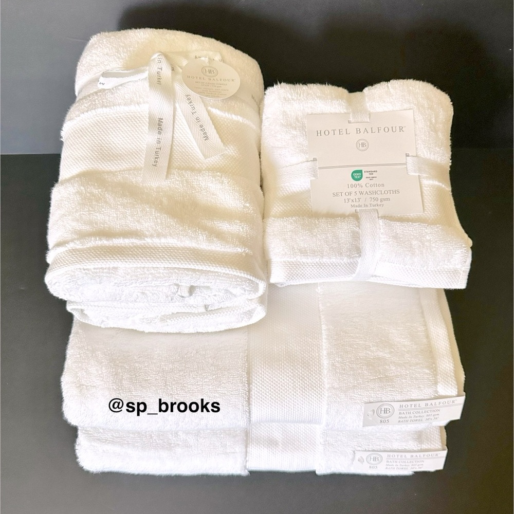 🎁Hotel Balfour Bath Towel Set - White - 750 & 805 gsm - 9 PCS - Made in Turkey